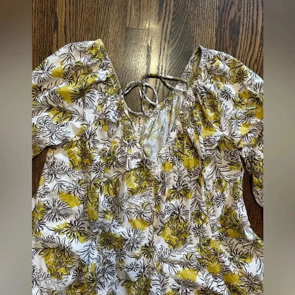 Anthropologie Daily Practice Mollie Tunic Floral Yellow Dress, Large - Picture 5 of 7